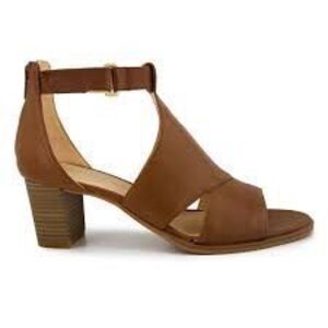 CLARKS Women’s Brown Leather Kaylin60 Glad Block Heel Sandals Size 9